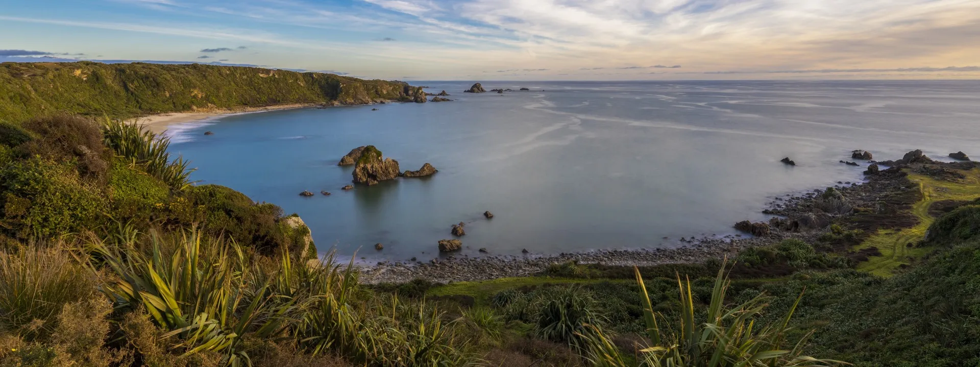The coastline at Cape Foulwind near Westport at dusk